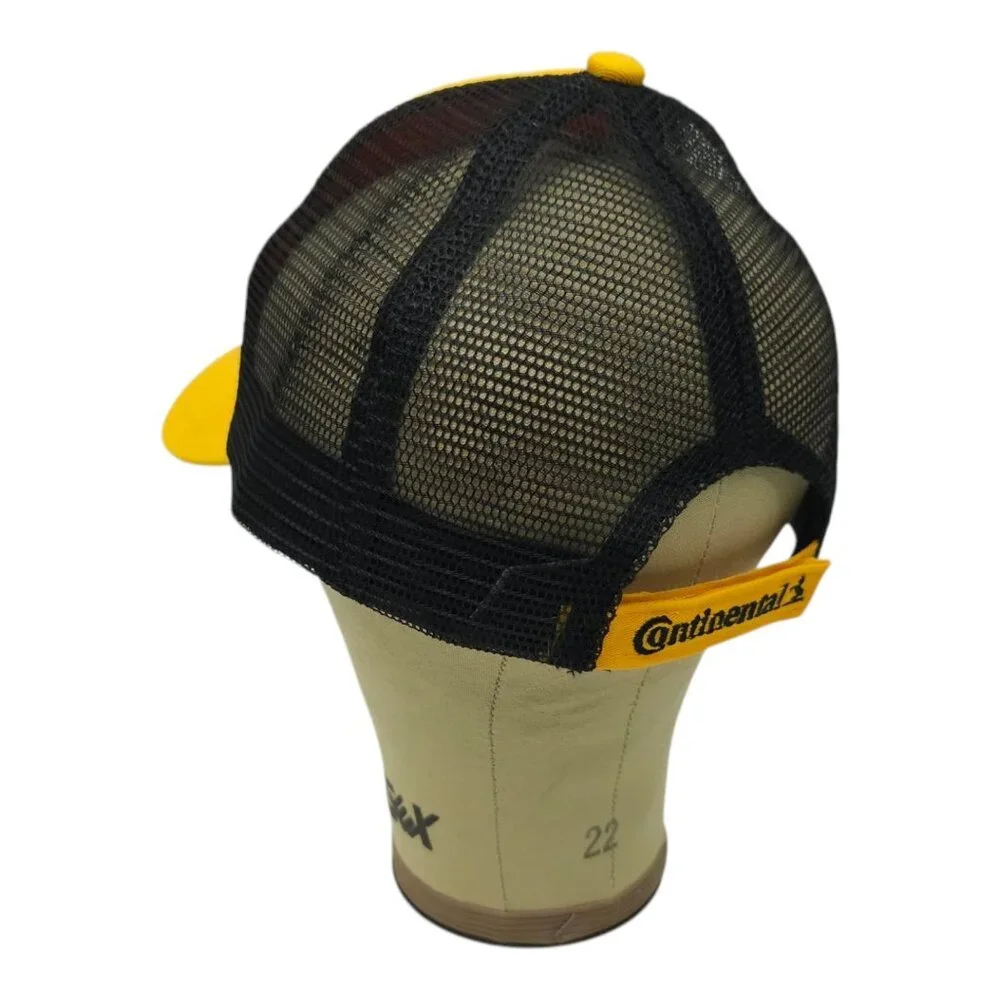Continental Tire Rubberized Logo Mesh Strapback Cap Trucker Baseball Hat Yellow